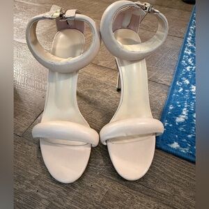 Nude Sculptural Heels, Size 39, Inspired by Gianvito Rossi Bijoux. Worn Once.